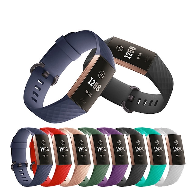  Horlogeband voor Fitbit Charge 4 / Charge 3 / Charge 3 SE Siliconen Vervanging Band Zacht Verstelbaar Ademend Sportband Polsbandje