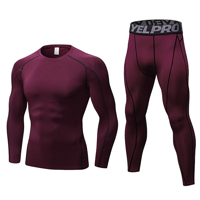 Sports & Outdoors Running, Jogging & Walking | YUERLIAN Mens 2 Piece Activewear Set Workout Outfits Compression Suit Athletic Lo