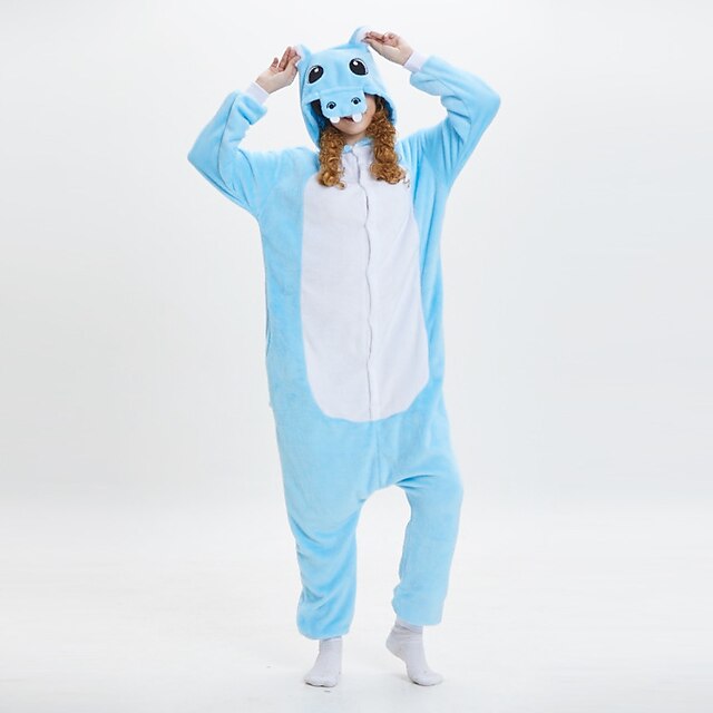 Toys & Hobbies Cosplay & Costumes | Adults Kigurumi Pajamas Hippo Animal Onesie Pajamas Coral fleece Blue Cosplay For Men and Wo