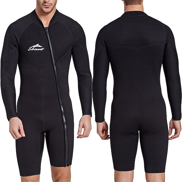  SBART Men's Shorty Wetsuit 3mm SCR Neoprene Diving Suit Thermal Warm UV Sun Protection Quick Dry High Elasticity Long Sleeve Front Zip - Swimming Diving Surfing Scuba Solid Color