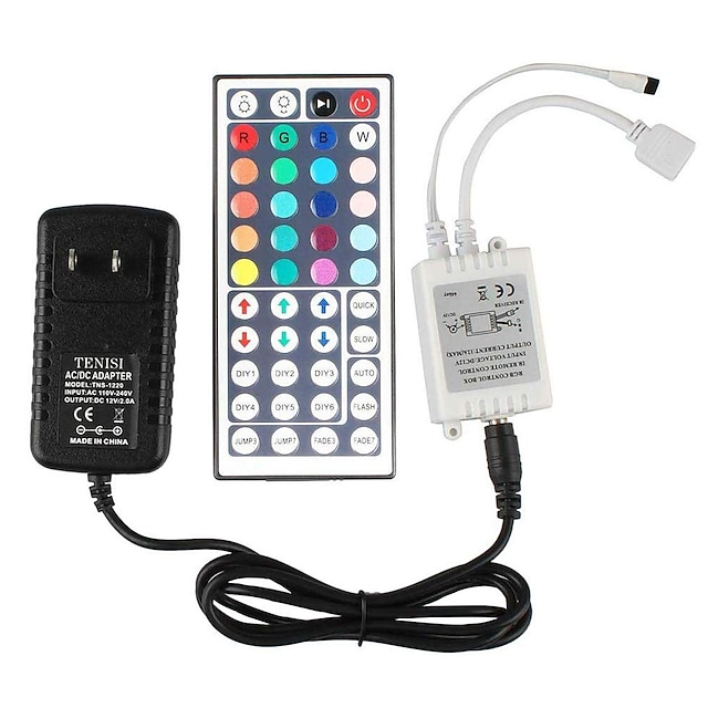  1 Sets 44 Key IR Remote Controller WirelessRectifier Control Box DC12V 2A Power Supply Adapterfor 2835 3528 5050 RGB LED Strip Lights Flexible Tape Lighting