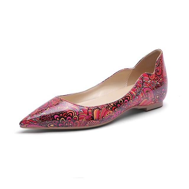  Women's Flats Animal Print Flat Heel Pointed Toe Patent Leather Spring &  Fall Red / Orange / Green