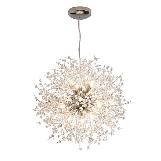  12-Lights Modern Electroplated Globe Chandeliers Firework Led Nordic Style Pendant Lights Living Room Dining Room G9 Bulb Base