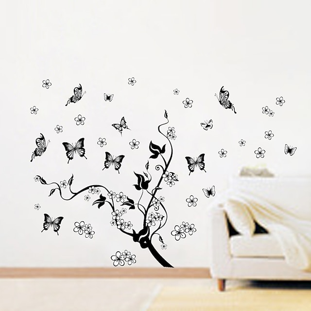 Home & Garden Home Decor | AY7005 crazy dance butterfly flying flower vine butterfly home background decoration removable sticke