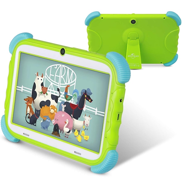  ZONKO K78 Kids Learning Tablet Babypad Full Silicone Protective Preinstalled Infant Education Apps 7inch Android 8.1 1024 x 600 Quad Core 1GB Ram 16GB Rom Support TF Card