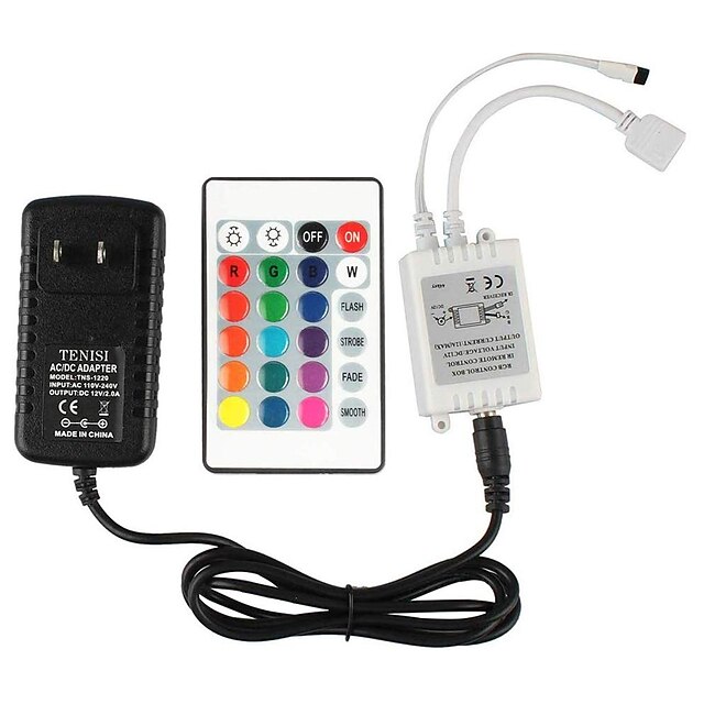  24 Key IR Remote Controller WirelessRectifier Control Box DC12V 2A Power Supply Adapterfor 2835 3528 5050 RGB LED Strip Lights Flexible Tape Lighting