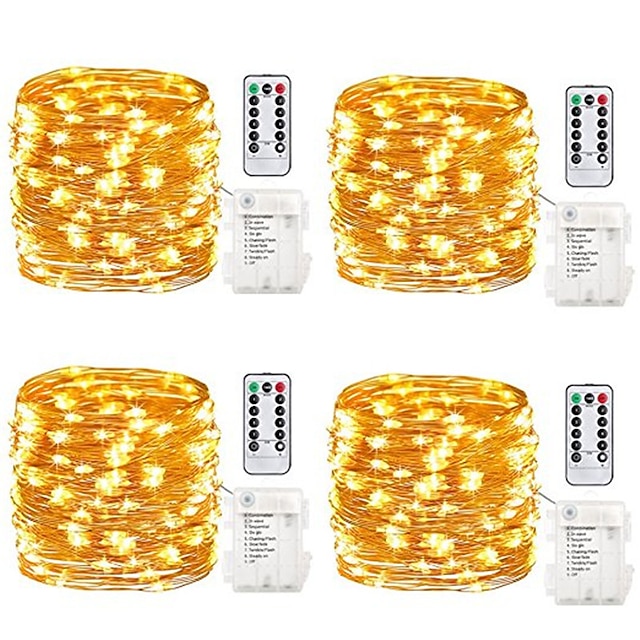  4Stück Lichterketten 10m 100leds batteriebetriebene LED-Lichterketten für Ostern Weihnachtsfeier Hochzeitsfeiertag