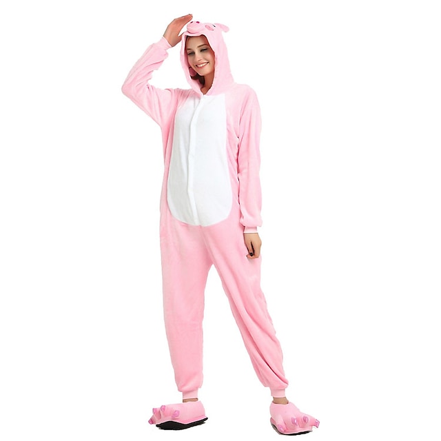  Vuxna Kigurumi-pyjamas Gris Djur Onesie-pyjamas Rolig kostym Flanell Cosplay För Herr och Dam Halloween Pyjamas med djur Tecknad serie