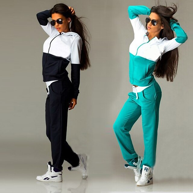 Sports & Outdoors Running, Jogging & Walking | Womens 2 Piece Full Zip Tracksuit Hoodie Sweatshirt Street Casual 2pcs Long Sleev