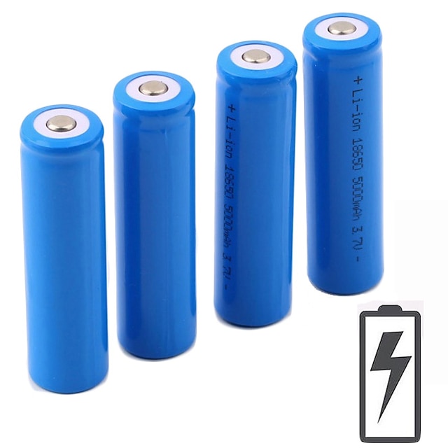 Lithium-ion 18650 batterie 5000 mAh 4pcs 3.7 V Rechargeable Portable pour Torche Lumière de vélo Lampes frontales Camping / Randonnée Chasse Pêche