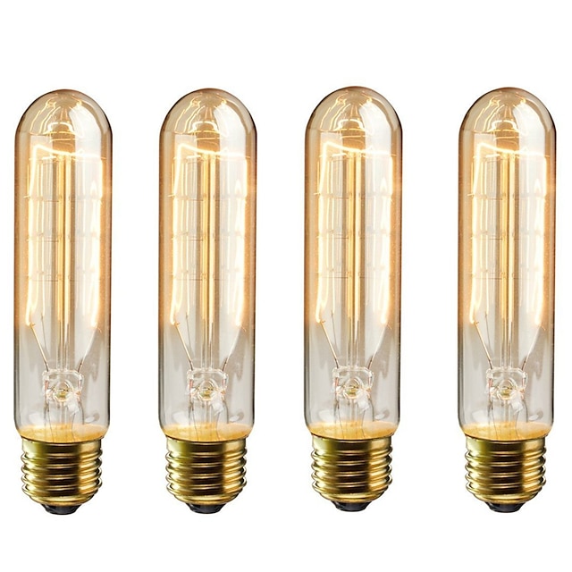  4pcs 40 W E26 / E27 T10 Jaune chaud 2200 k Ampoule incandescente Edison Vintage 220-240 V