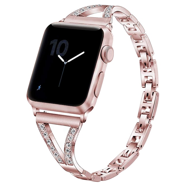  Pulseiras de Relógio para Apple Watch 38mm 40mm 41mm 42mm 44mm 45mm 49mm iwatch Series Ultra 8 7 6 SE 5 4 3 2 1 Aço Inoxidável Com Strass Substituição Alça Feminino Bling Diamond Fecho de Metal
