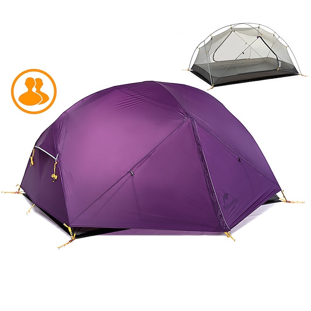  Naturwanderung 2 Personen Camping Zelt Zelte für Rucksackreisen Außen Wasserdicht UV-Schutz Windundurchlässig Doppellagig Stange Dom Camping Zelt >3000 mm für Angeln Strand Camping Fiberglas