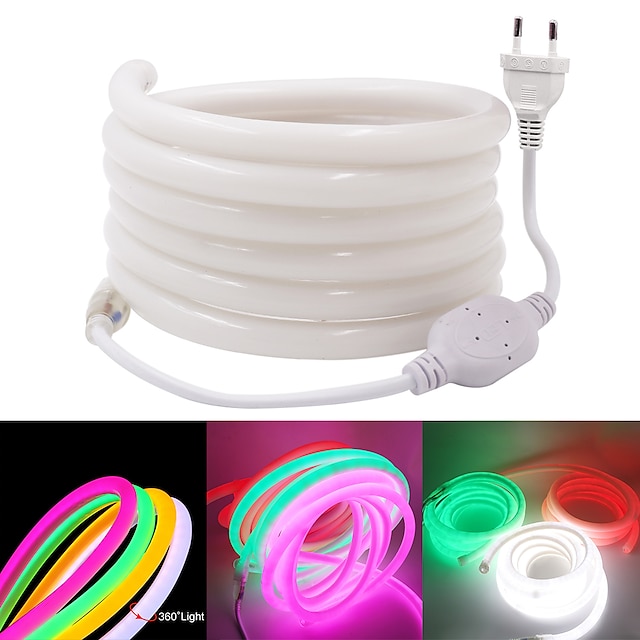  5M Flexibele LED-verlichtingsstrips 600 LEDs EL 14mm 1 set Warm wit Wit Rood Waterbestendig Knipbaar Feest 220 V