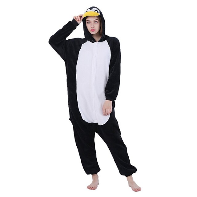  Erwachsene Kigurumi-Pyjamas mit Hausschuhen Pinguin Tier Patchwork Pyjamas-Einteiler Korallenfleece Cosplay Für Herren und Damen Weihnachten Tiernachtwäsche Karikatur Fest / Feiertage Kostüme
