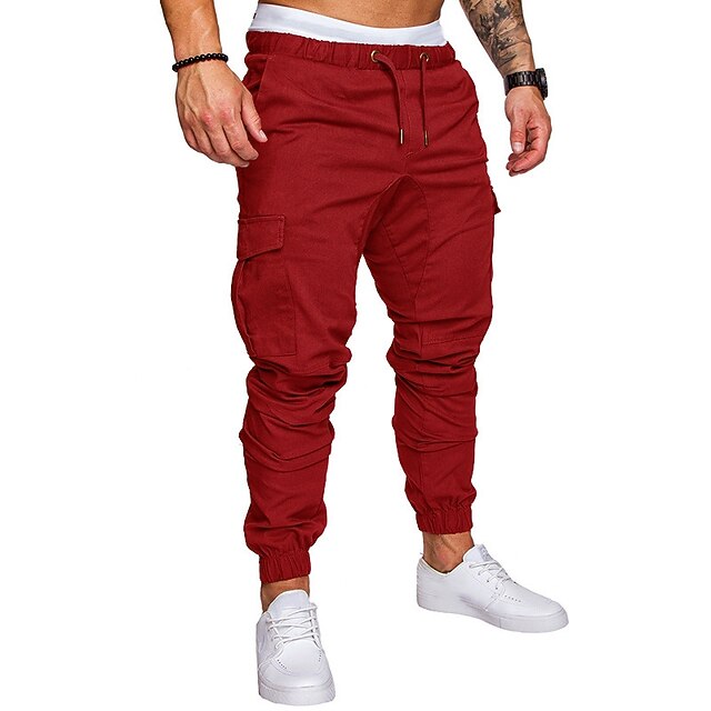 Men's Joggers Tactical Cargo Pants Street Sweatpants Bottoms Drawstring