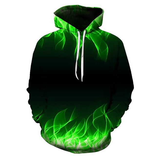  Homme Graphic Flamme Sweat à capuche Sweats à Capuche Sweat-shirt Sweat à capuche manche longue Sweat à capuche Vacances 3D effet Casual Noir Jaune Designer
