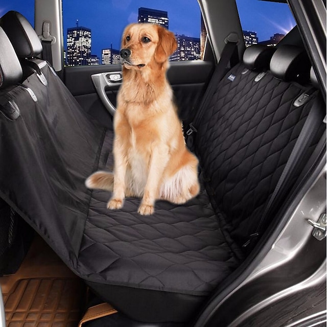  Pets Dog Car Seat Cover Car Covers Dog Cat Car Seat Cover Pet Backseat Cover Waterproof Portable Nonslip Oxford Fabric Cotton Black