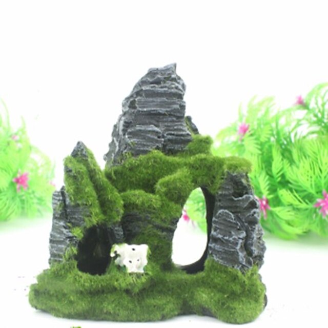 Toys & Hobbies Pet Supplies | Artificial Moss Hiding Cave Mountain View Underwater Fish Tank Ornament Landscaping Craft Living R