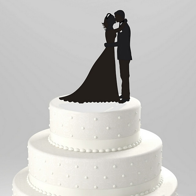  كعكة توبر كلاسيكي زوجين أكريليك زفاف الذكرى السنوية مباركة عروس مع 1 OPP