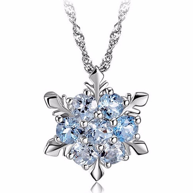  Pendant Necklace Women's Classic AAA Cubic Zirconia Platinum Plated Snowflake Classic Cute Silver 45 cm Necklace Jewelry 1pc for Daily