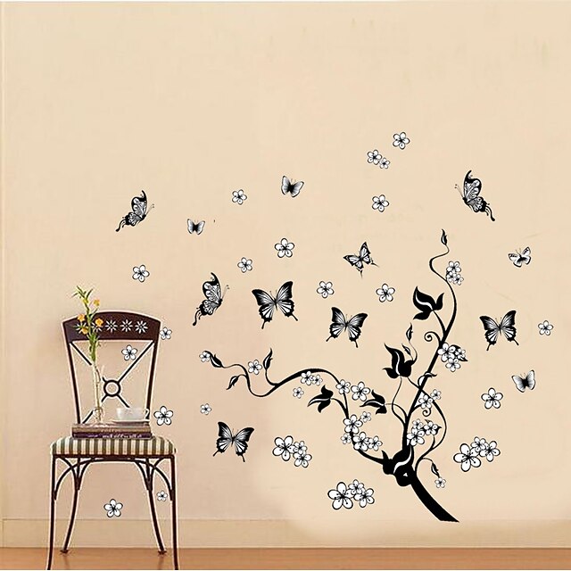 Home & Garden Home Decor | AY7005 crazy dance butterfly flying flower vine butterfly home background decoration removable sticke