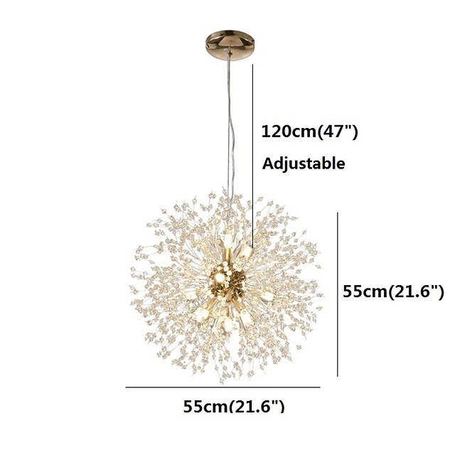 12-Lights Modern Electroplated Globe Chandeliers Firework Led Nordic ...