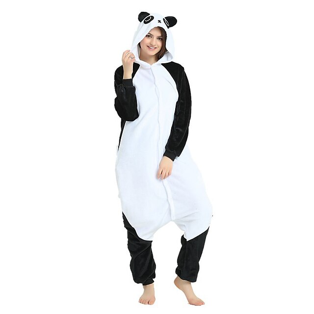 Toys & Hobbies Cosplay & Costumes | Adults Kigurumi Pajamas Panda Onesie Pajamas Flannel Fabric Black / White Cosplay For Men an