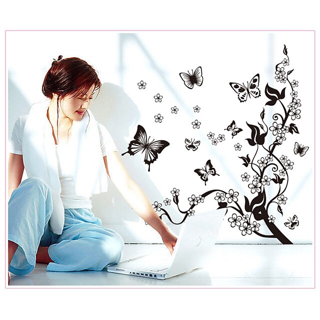 Home & Garden Home Decor | AY7005 crazy dance butterfly flying flower vine butterfly home background decoration removable sticke