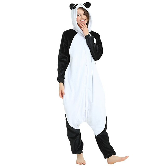 Toys & Hobbies Cosplay & Costumes | Adults Kigurumi Pajamas Panda Onesie Pajamas Flannel Fabric Black / White Cosplay For Men an