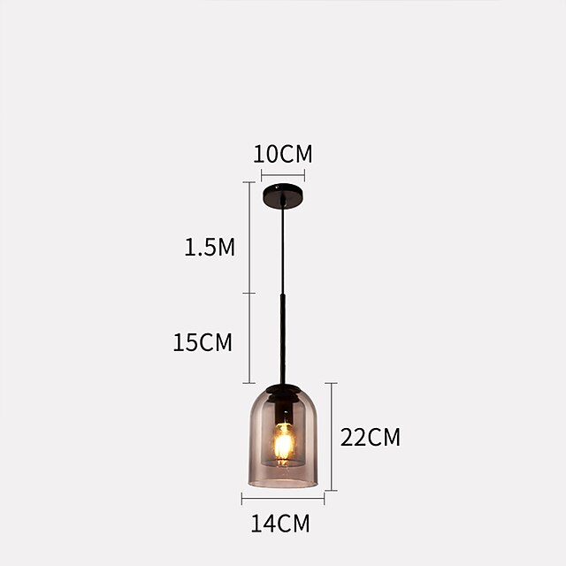 Lights & Lighting Pendant Lights | 22 cm Single Design Pendant Light Glass Traditional / Classic Nordic Style 220-240V - MF46389