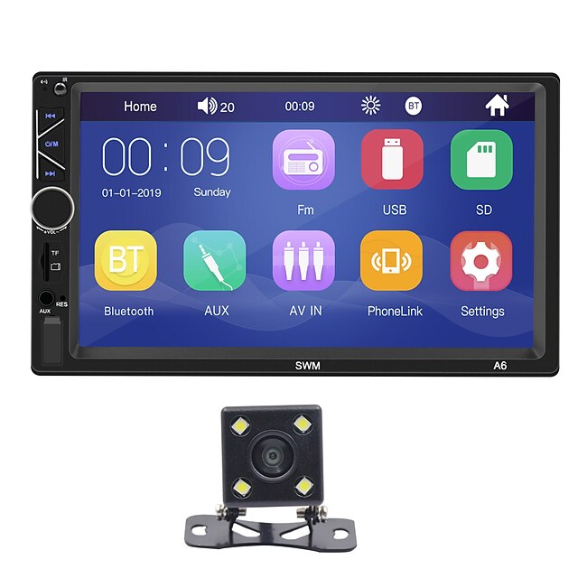  SWM A64LED Camera 7 inch 2 DIN Windows CE Car MP5 Player Car Multimedia Player Touch Screen / Built-in Bluetooth / SD / USB Support RCA / HDMI / VGA MPEG / MPG / WMV MP3 / WMA for universal