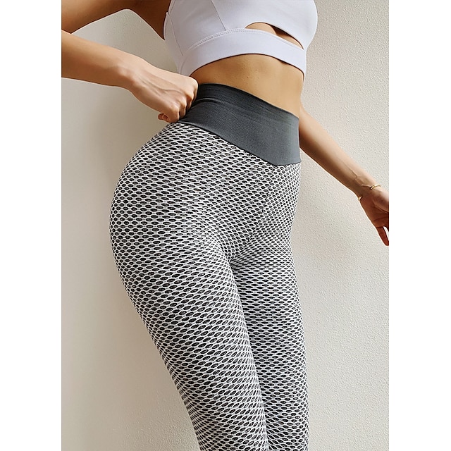 Womens Yoga Pants High Waist Pockets Leggings Butt Lift Mesh Exercise Trousers 
