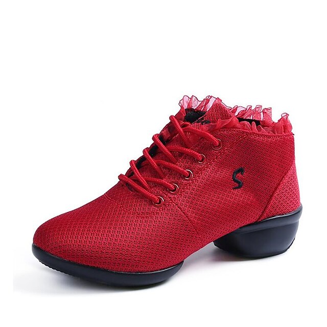  Women's Dance Sneakers Sneaker Thick Heel Mesh Black / Red / Performance / Practice