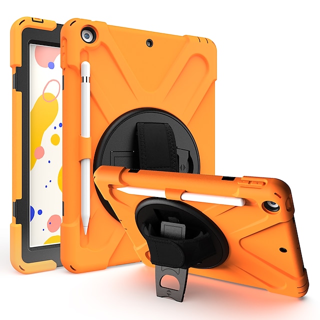  Case for Apple iPad Air / iPad Pro / iPad Mini / iPad 9th/8th/7th Gen 2021 2020 Drop-Proof Protection Case with (360 Degrees Rotate Stand) Hand Strap &(Pencil Holder) Cover for Kids