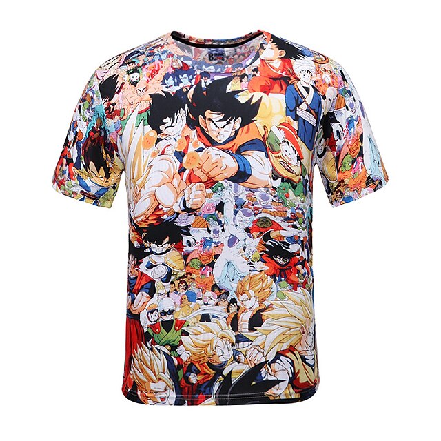  Inspired by Dragon Ball Son Goku Cotton Polka Dot T-shirt For Men's