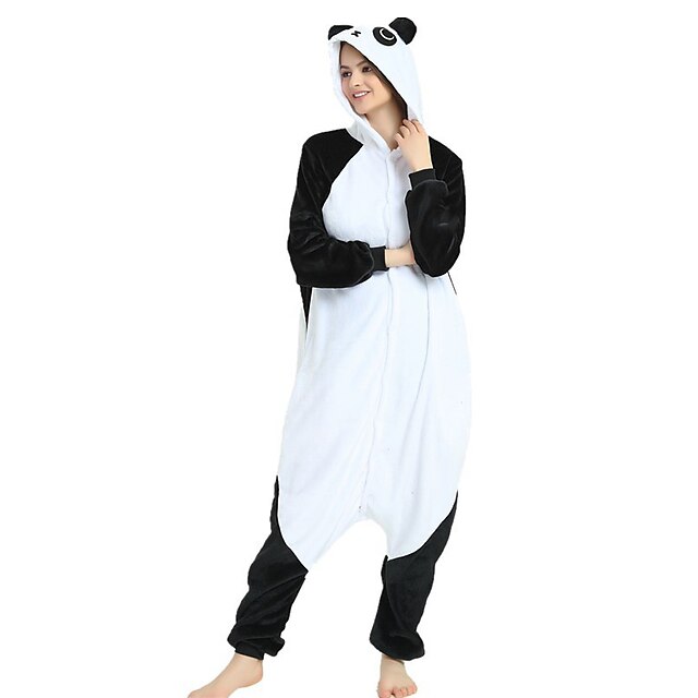 Toys & Hobbies Cosplay & Costumes | Adults Kigurumi Pajamas Panda Onesie Pajamas Flannel Fabric Black / White Cosplay For Men an