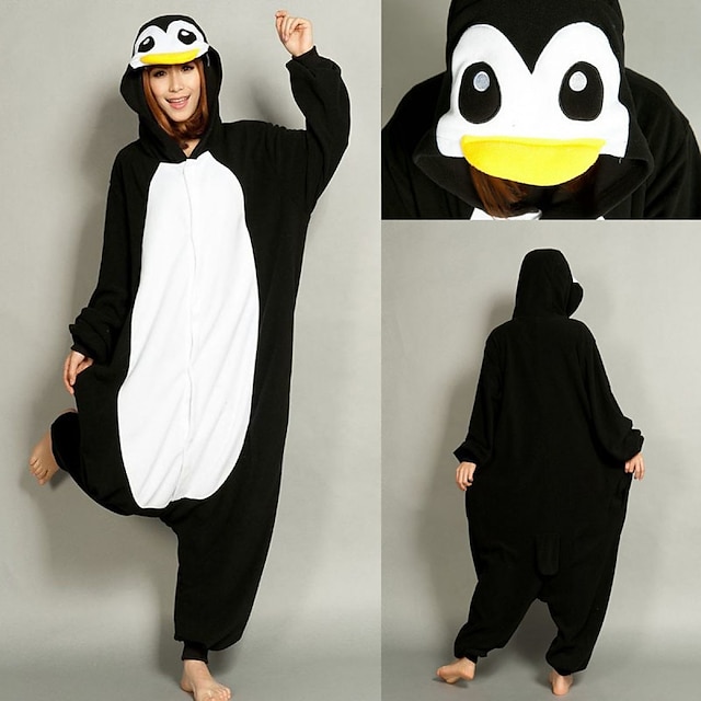  Kinder Erwachsene Kigurumi-Pyjamas Pinguin Tier Pyjamas-Einteiler Lustiges Kostüm Flanell Vlies Cosplay Für Herren und Damen Weihnachten Tiernachtwäsche Karikatur