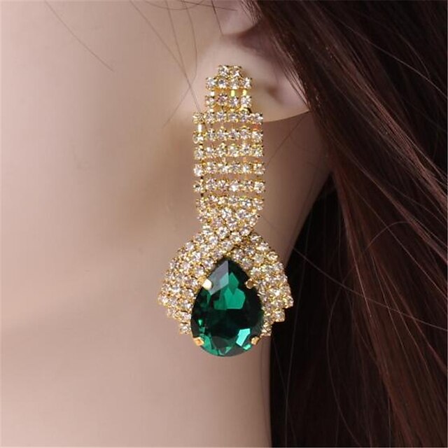 Women's Sapphire Crystal Drop Earrings Dangle Earrings Pear Cut Solitaire Drop Ladies Luxury Cubic Zirconia Imitation Diamond Earrings Jewelry Red / Blue / Green For Wedding Masquerade Engagement