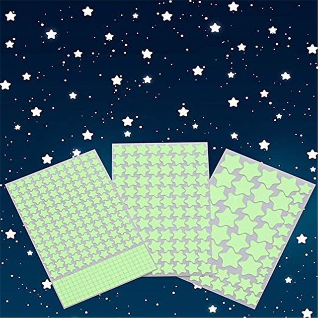  452 Stück leuchtende 3D-Sterne-Wandaufkleber für Decken- und Wandaufkleber, perfekt für Kinderzimmer oder Party-Geburtstagsgeschenk