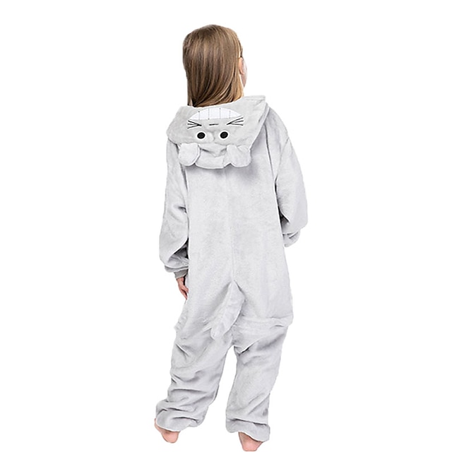 Toys & Hobbies Cosplay & Costumes | Kids Kigurumi Pajamas Cat Onesie Pajamas Flannel Fabric Gray Cosplay For Boys and Girls Anim