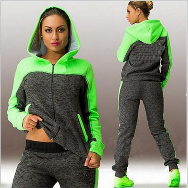 Sports & Outdoors Running, Jogging & Walking | Womens 2 Piece Full Zip Tracksuit Hoodie Sweatshirt Street Casual 2pcs Long Sleev