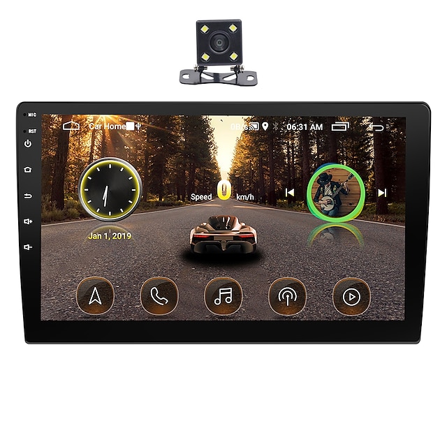  9090+4LED camera 7 pouce 1 Din Android 8.1 Dans le tableau de bord Lecteur DVD Lecteur MP5 de voiture Lecteur MP4 de voiture Ecran Tactile GPS Bluetooth Intégré pour Universel / avec caméra arrière