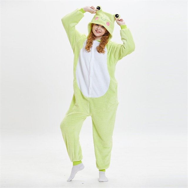  Adults' Kigurumi Pajamas Frog Animal Onesie Pajamas Funny Costume Flannelette Cosplay For Men and Women Christmas Animal Sleepwear Cartoon