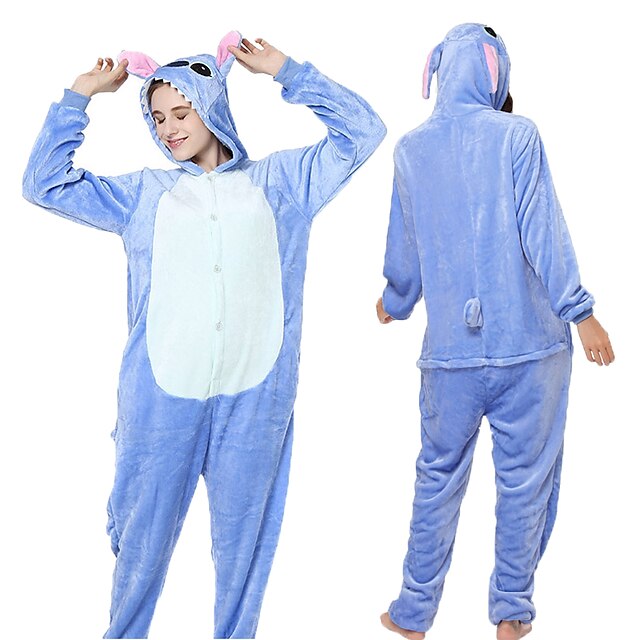  Adulte Pyjamas Kigurumi Monster Blue Monster Animal Combinaison de Pyjamas Flanelle Toison Bleu Cosplay Pour Homme et Femme Pyjamas Animale Dessin animé Fête / Célébration Les costumes
