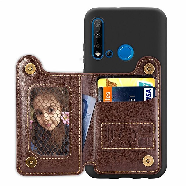  Case For Huawei Huawei P20 / Huawei P20 Pro / Huawei P20 lite Card Holder / with Stand / Ultra-thin Back Cover Solid Colored PU Leather / TPU