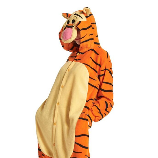 Toys & Hobbies Cosplay & Costumes | Adults Tiger Kigurumi Pajamas Onesie Pajamas Polar Fleece Orange Cosplay For Animal Sleepwea