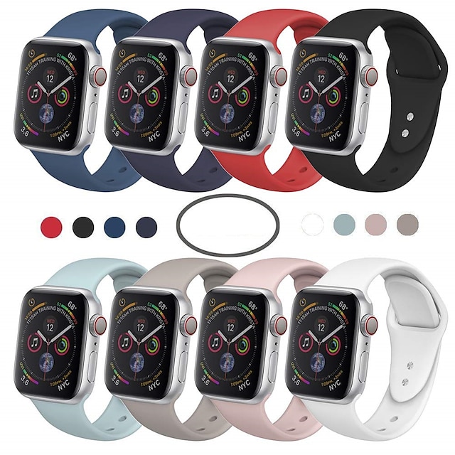  Smart Watch-band för Apple  iWatch Ultra Series 8/7/6/5/4/3/2/1 / SE 38/40/41mm 42/44/45/49mm Silikon Smart klocka Rem Elastisk Andningsfunktion Sportband Ersättning Armband