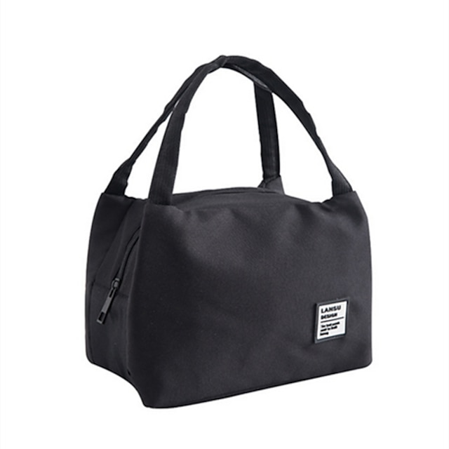  Unisex Oxford Cloth Lunch Bag Zipper Solid Color Daily Outdoor White Black