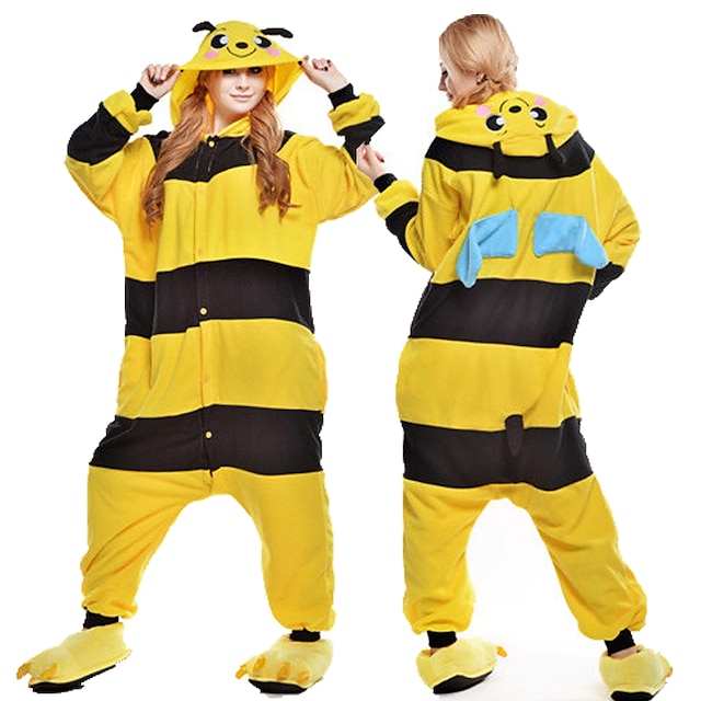  Adults' Kigurumi Pajamas Bee Animal Onesie Pajamas Polar Fleece Yellow Cosplay For Men and Women Animal Sleepwear Cartoon Festival / Holiday Costumes / Leotard / Onesie / Leotard / Onesie